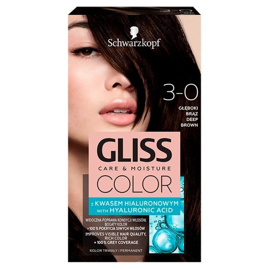 Schwarzkopf Gliss Color Krem koloryzujący nr 3-0 Głęboki Brąz 1op. SO_111658