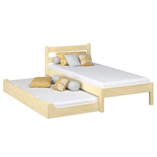 Drewniane łóżko pojedyncze z szufladą na materac N01 sosna bezbarwna 120x180 - Łóżka - miniaturka - grafika 1