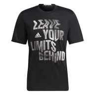 Koszulki męskie - Koszulka męska adidas HIIT SLOGAN czarna HN8508-M - miniaturka - grafika 1