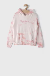 Bluzy damskie - Pepe Jeans Bluza bawełniana dziecięca Silvie 128-180 cm kolor różowy z kapturem wzorzysta - grafika 1