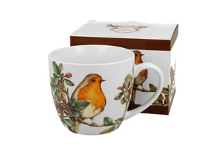 Kubek do kawy i herbaty porcelanowy DUO RUDZIKI 460 ml - Kubki - miniaturka - grafika 1