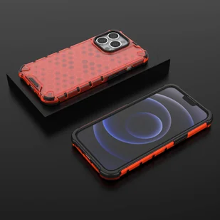 Honeycomb etui pancerny pokrowiec z żelową ramką iPhone 13 Pro czerwony - Etui i futerały do telefonów - miniaturka - grafika 13