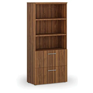 Szafa z szufladami na teczki zawieszkowe PRIMO WOOD, 1781 x 800 x 420 mm, orzech - Szafy biurowe - miniaturka - grafika 1