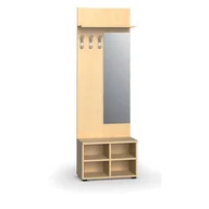 Meble do przedpokoju - Garderoba z szafką na buty i lustrem PRIMO WOOD, 3 haczyki, półka, brzoza - miniaturka - grafika 1