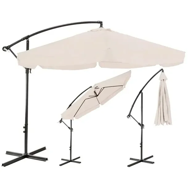 Parasol ogrodowy składany regulowany z wysięgnikiem beżowy 3M CASABLANCA
