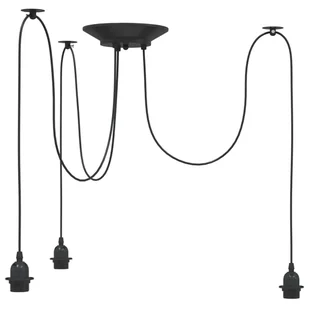 vidaXL Lampa wisząca z 3 uchwytami na żarówki E27 Czarny metal - Lampy ogrodowe - miniaturka - grafika 1