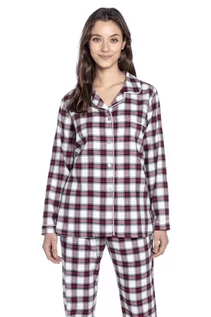 Bielizna nocna - Flanelowa piżama damska ESTELA Bordowy S - grafika 1