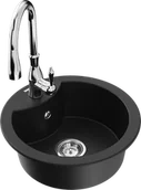 Zlewozmywaki z baterią - Mexen Diego zlewozmywak granitowy 1-komorowy z baterią kuchenną Savita, czarny - 6512-77-672601-00 - miniaturka - grafika 1