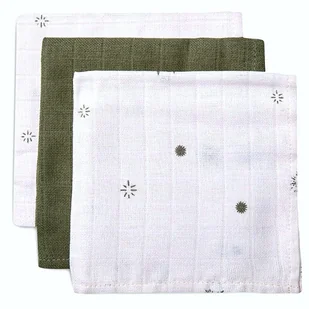 Jollein 3 pieluszki do odbijania Hydrophlic Face 31x31 cm STARGAZE Leaf Green - Pieluchy - miniaturka - grafika 1