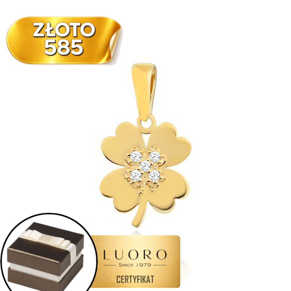 ZAWIESZKA ZŁOTA 585 14K KONICZYNKA Z CYRKONIĄ DELIKATNA 1,5 CM ELEGANCKA