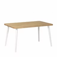 Ławy i stoliki kawowe - Stolik kawowy prostokątny z drewna dębowego Modern Oak, Wykończenie nogi - Buk - farba biała, Wysokość [cm] - 54, Wymiary [cm] - 60x100 - miniaturka - grafika 1