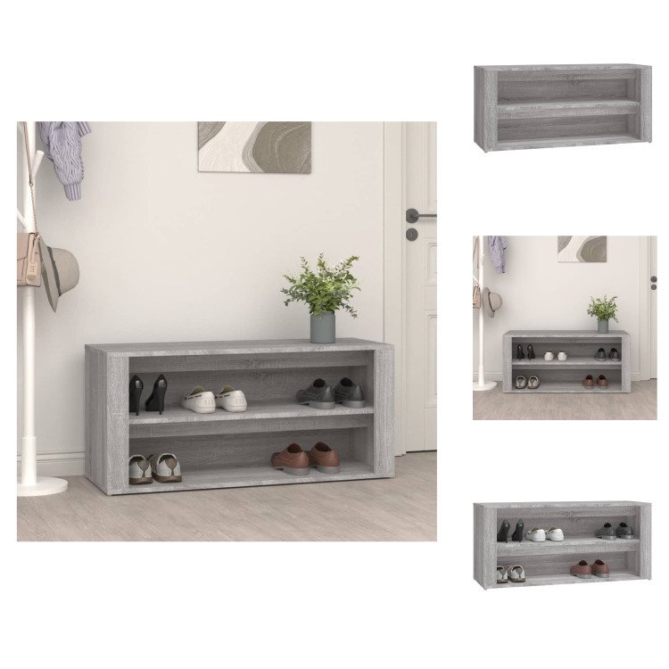 vidaXL Stojak na buty szary Sonoma 100x35x45 cm Materiał drewnopochodny - Stojaki i szafki na buty