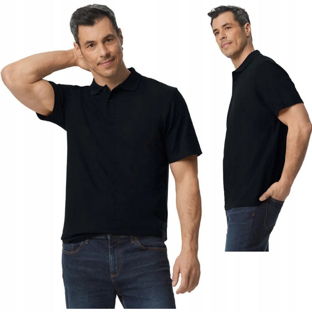 Koszulka POLO Polówka Męska BAWEŁNA Double Pique Gildan 64800 CZARNA 3XL