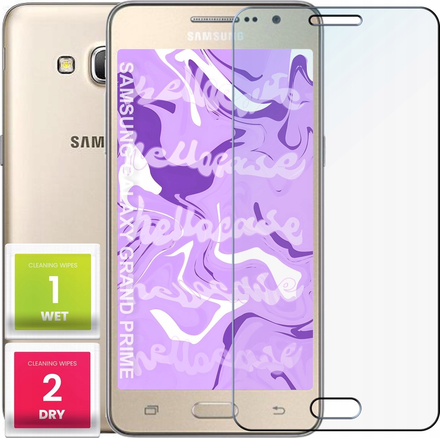 Hello Case Szkło Hartowane do Samsung Galaxy Grand Prime szybka 9H, płaskie 2.5D