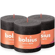 Świece - Bolsius Rustykalne świece pieńkowe Shine, 3 szt., 100x100 mm, szare Sfeerpunt - miniaturka - grafika 1