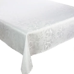Obrus Plamoodporny Kwiaty 3329 Biały Okrągły-śr. 150 cm - Obrusy i serwetki - miniaturka - grafika 1