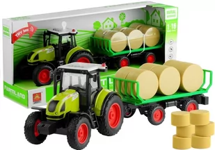 Lean Toys Traktor z przyczepką z sianem świeci gra 37,5 cm - Samochody i pojazdy dla dzieci - miniaturka - grafika 1