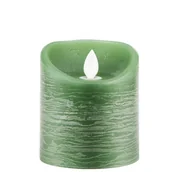 Świece - Świeca LED z prawdziwego wosku z timerem migoczący knot jadeitowa zieleń wysokość 10cm - miniaturka - grafika 1