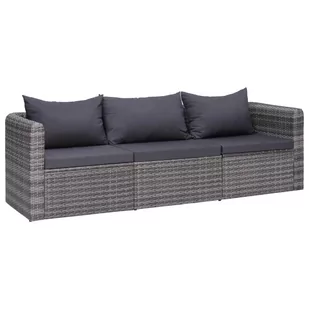 vidaXL 3 częściowy zestaw mebli do ogrodu z poduszkami rattan PE szary 44163 44163 - Meble ogrodowe - miniaturka - grafika 1