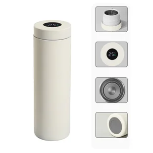 KUBEK TERMICZNY TERMOS NA KAWĘ HERBATĘ Z WYŚWIETLACZEM LED 580ml beżowy - Kubki termiczne KUBEK TERMICZNY TERMOS NA KAWĘ HERBATĘ Z WYŚWIETLACZEM LED 580ml beżowy - Kubki termiczne - miniaturka - grafika 1