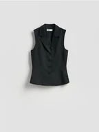 Marynarki i żakiety damskie - Reserved - Kamizelka w paski - czarny - miniaturka - grafika 1