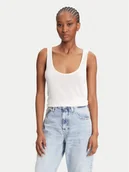 Koszulki i topy damskie - Calvin Klein Top LV044C345G Écru Regular Fit - miniaturka - grafika 1