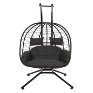 Fotele i krzesła ogrodowe - Fotel wiszący 2-osobowy Lugo Grey / Grey Melange - miniaturka - grafika 1