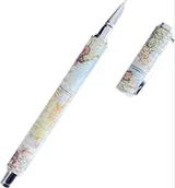 Długopisy - TYPO-  Długopis mapy świata ze srebrną końcówką Czarny - miniaturka - grafika 1