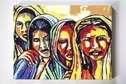 Malowanie po numerach - Cztery kobiety, postaci, nastroje, abstrakcja, malowanie po numerach, blejtram - miniaturka - grafika 1