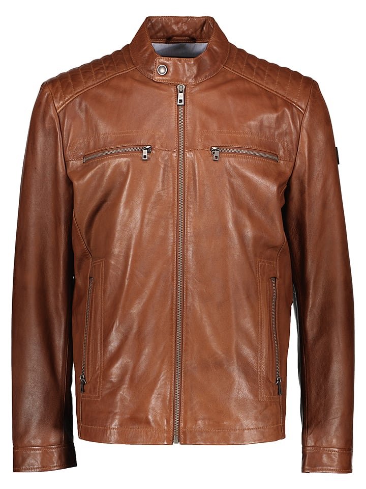 Bugatti Skórzana kurtka w kolorze jasnobrązowym