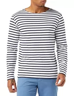 Koszulki męskie - Armor Lux Męski t-shirt Marinière Houat, wielokolorowy (400 biały/granatowy 400/biały/statek)., M - miniaturka - grafika 1