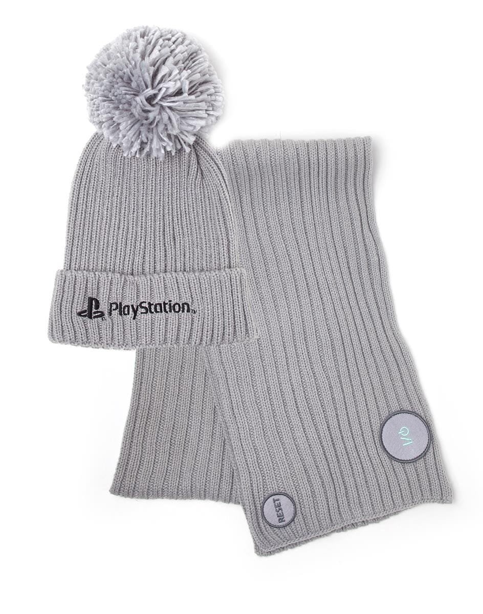 Zestaw prezentowy czapka i szalik szary - PlayStation