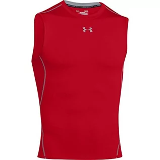 Koszulki sportowe męskie - Under Armour Koszulka męska UA HeatGear Armour, oddychająca koszulka bez rękawów Red (Red) L - grafika 1