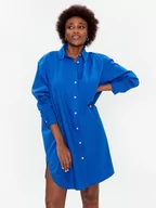 Sukienki - Tommy Hilfiger Sukienka koszulowa Solid WW0WW37102 Niebieski Oversize - miniaturka - grafika 1