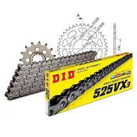Części motocyklowe - Zestaw łańcuchów DID Alu 525VX3 / 108 nieskończenie czarny do Honda CB 500 ccm rok prod. 1993-2004 - miniaturka - grafika 1