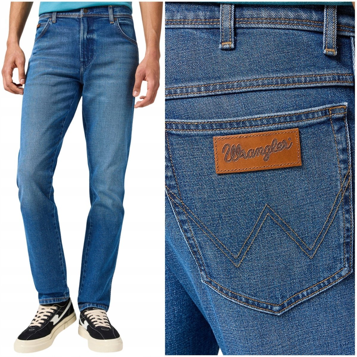 Wrangler TEXAS SLIM Raindrop lekko dopasowane spodnie jeansowe W42 L32