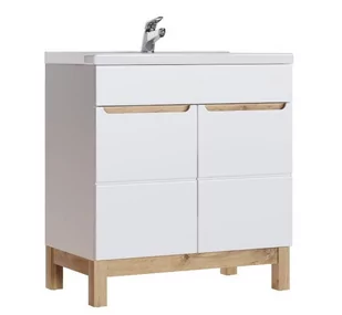 Comad Szafka z umywalką 80 cm Bali Biały połysk Bali Bialy 821 + CFP 80D - Szafki łazienkowe - miniaturka - grafika 1