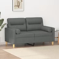 Sofy i kanapy - vidaXL 2-osobowa sofa z poduszkami, ciemnoszara, 120 cm, tkanina - miniaturka - grafika 1