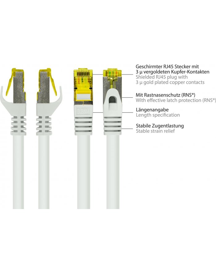 Kabel sieciowy Cat7 SFTP biały 7,5m 8070R-075W