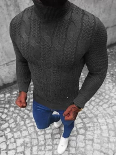Sweter męski golf grafitowy OZONEE NB/MM6012/3 - Ozonee - Swetry męskie - miniaturka - grafika 1