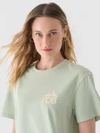 Koszulki sportowe damskie - Damski t-shirt z nadrukiem 4F 4FWAW24TTSHF1935 - zielony - miniaturka - grafika 1