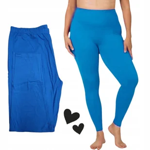 Leginsy bambus duże błękit klasyczne wysoki stan 11XL bawełna długie - Legginsy - miniaturka - grafika 1