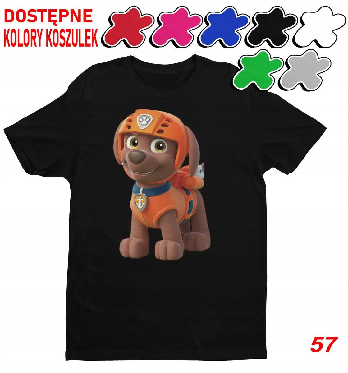 Dziecięca Koszulka Duży Wybór Psi Patrol Zuma Rubble Everest -M 134-140