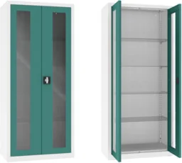 NSML.112.9010.6033 szafa lekarska 2-skrzydłowa 1-komorowa biało-zielona - Meble i wyposażenie gabinetów medycznych - miniaturka - grafika 1