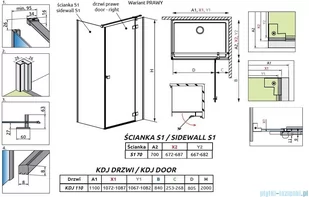 Radaway Essenza Black Kdj kabina 110x70cm prawa szkło przejrzyste 1385041-54-01R/1384048-01-01 - Kabiny prysznicowe Radaway Essenza Black Kdj kabina 110x70cm prawa szkło przejrzyste 1385041-54-01R/1384048-01-01 - Kabiny prysznicowe - miniaturka - grafika 2
