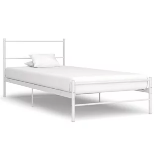 vidaXL Rama łóżka, biała, metalowa, 100 x 200 cm - Łóżka - miniaturka - grafika 3