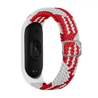 Akcesoria do smartwatchy - Hurtel Strap Fabric opaska do Xiaomi Mi Band 6 / 5 / 4 / 3 pleciony materiałowy pasek bransoletka biało-czerwony - miniaturka - grafika 1
