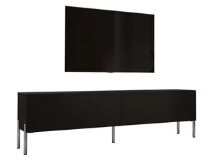 Szafka pod telewizor w kolorze czarnym matowym / czarnym błyszczącym z chromowanymi nogami, A: szer: 170 cm cm, wys: 52 cm, gł: 32 cm. Meble pod telewizor, stolik pod telewizor, ława pod telewizor - Szafki RTV - miniaturka - grafika 1