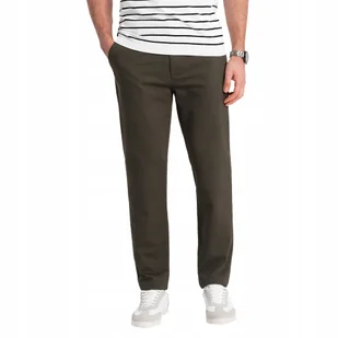 Spodnie męskie chino z delikatną teksturą khaki V2 OM-PACP-0188 XXL - Spodnie męskie - miniaturka - grafika 1