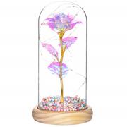 Sztuczne kwiaty - Wieczna róża w szkle 22 cm świecąca ozdoba LED Springos prezent kryształowa - miniaturka - grafika 1